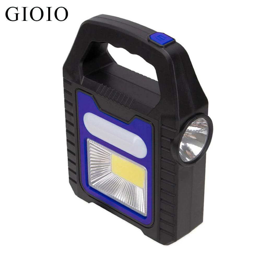 Solar Lamp Portable COB LED Work Lamp Torch with Power Bank Waterproof  Emergency Spotlight USB Rechargeable Flashlight Camping