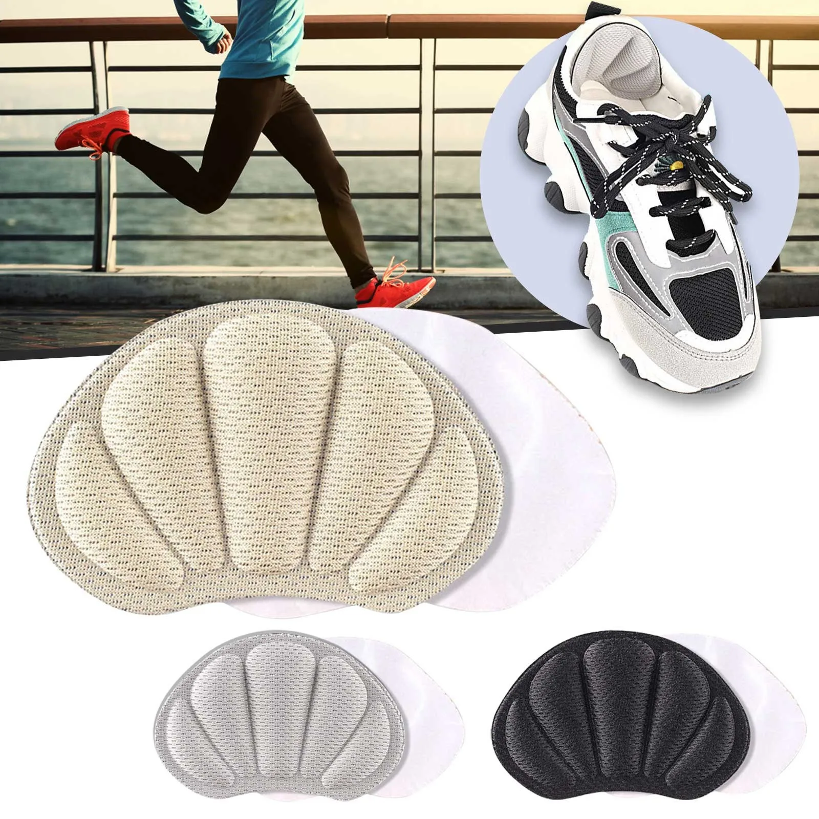 

Вставки для пятки, серые, черные, белые, Нескользящие, для обуви