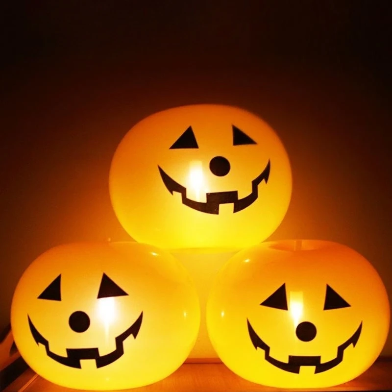

20Pcs Glowing Pumpkin Balloons LED Lights Halloween Decoration Home Outdoor Halloween Pumpkin Decor Glow in Dark Halloween Party