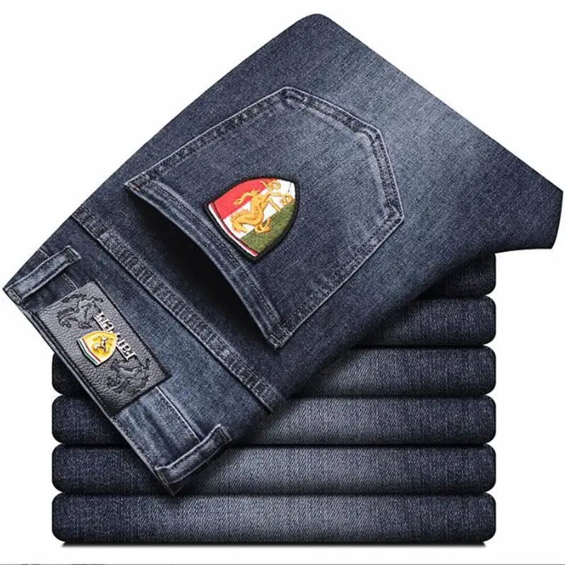 

NEW High Quality Delicate Manual Work Luxury Brand Men's Designer Autumn Winter Jeans High-End Embroidery Stretch Pants