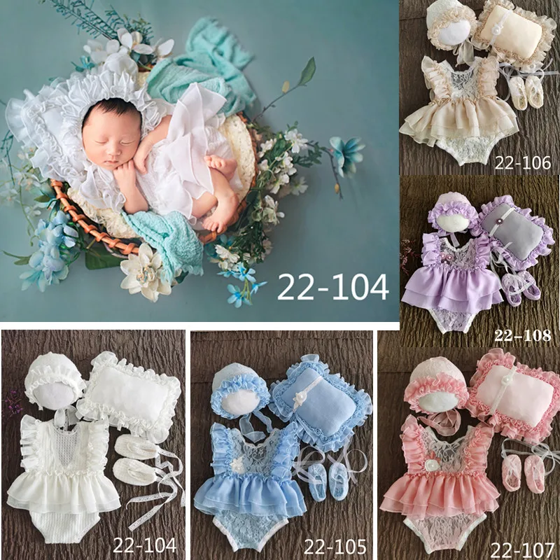 Baby Photography Clothing Hat+Headdress+Pillow+Jumpsuit+Shoes 5-Piece Set Infant Photo Costume Studio Shooting Props Accessories
