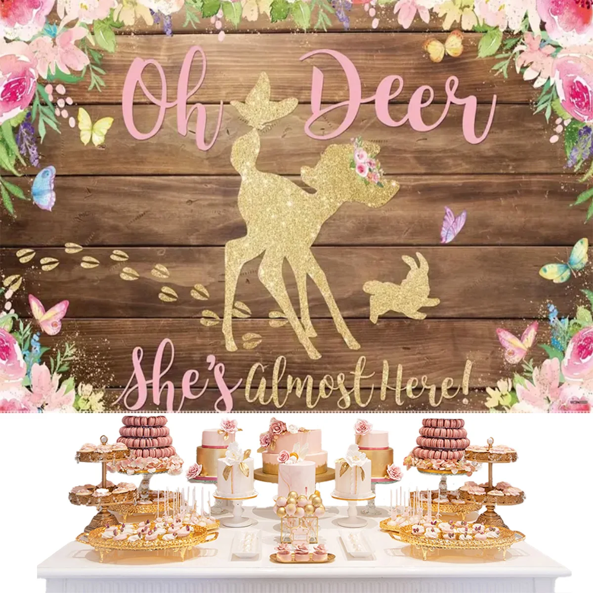 Мультяшный олень детский день рождения декорации джунгли сафари фотография для