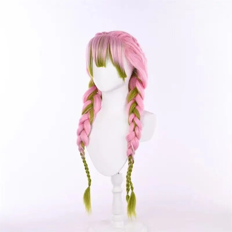 Синтетический парик Kanroji Mitsuri из аниме для рассекающего демонов Косплей плетеные