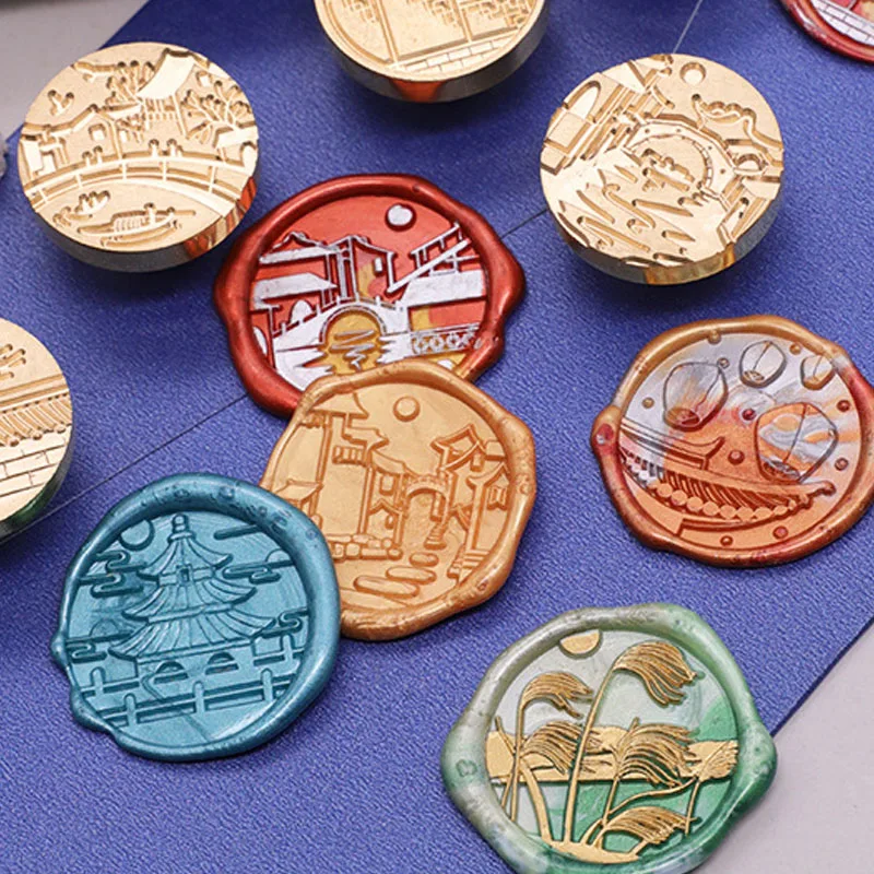 Восковая печать штамп в китайском стиле для двора древней аллеи карт конвертов