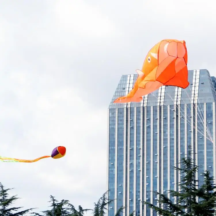 2.2М Большой Анимированный Дельфин Мягкий Змейка из Нейлона Линия Змейка Рыболовный Надувной На открытом воздухе Игрушка Летающая Парафиловая Осьминог