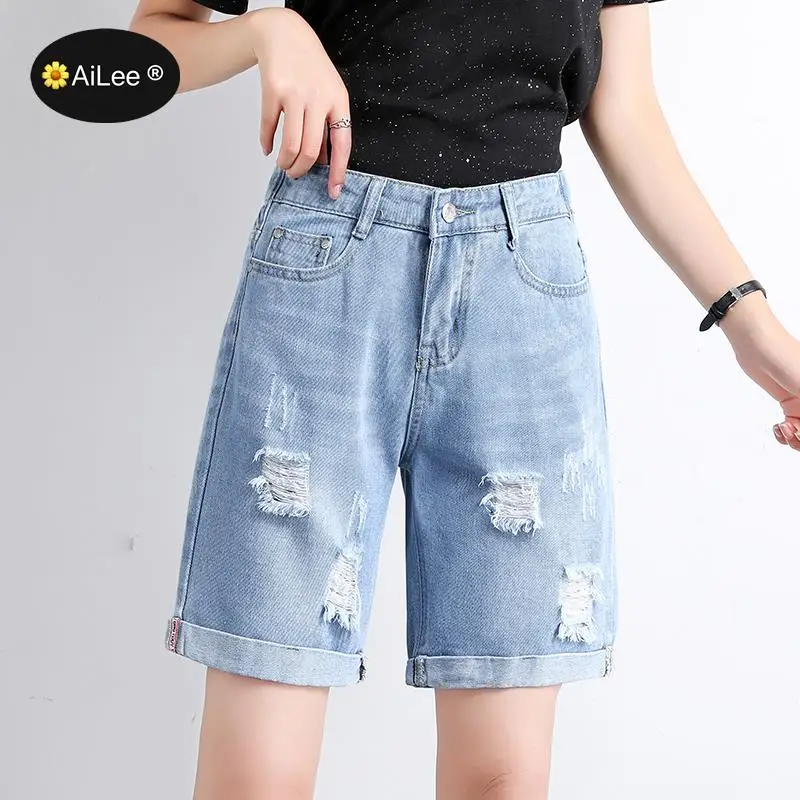 Plus Size Jeans Shorts Women Summer High Waisted Denim Shorts Jeans Women Short 2021 New Femme Push Up Skinny Loose Denim Shorts