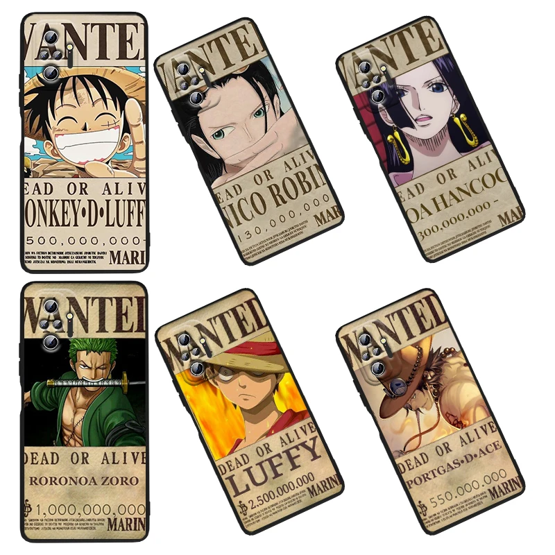

One Piece Wanted For xiaomi Redmi 10 K50 K50G 9 9A 9T 9C 9AT 8 8A 7A 6 6A 5 4X S2 2022 5G Pro Gaming Plus Shell Black Phone Case