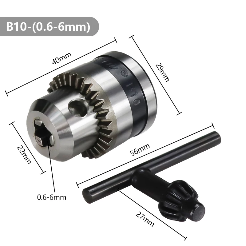 

Патрон-адаптер для дрели с ключом B10 (0,6-6,5 мм) B12 (1,5-10 мм) B16 (1,5-13 мм)