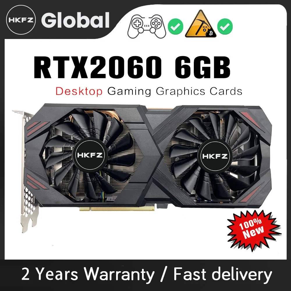 

HKFZ New Graphics Card NVIDIA GeForce RTX 2060 6G GDDR6 192bit PCI Express 3.0 x 16 GPU rtx 2060 Video Card Desktop Gaming