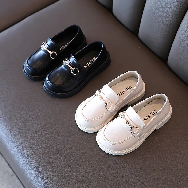 

Girls Solid Black School Shoes Flat Lovely Korean Style Retro Spring Loafers Boys Soft Kids Fashion Performance Mary Jane Shoes