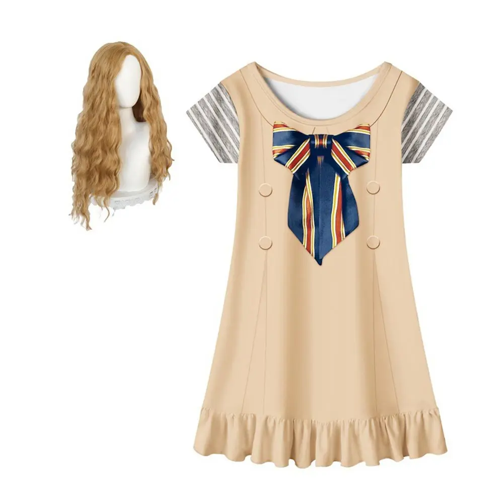 

M3GAN Cosplay Costume Kids Girls Dress Wig Halloween Carnival Party Suit