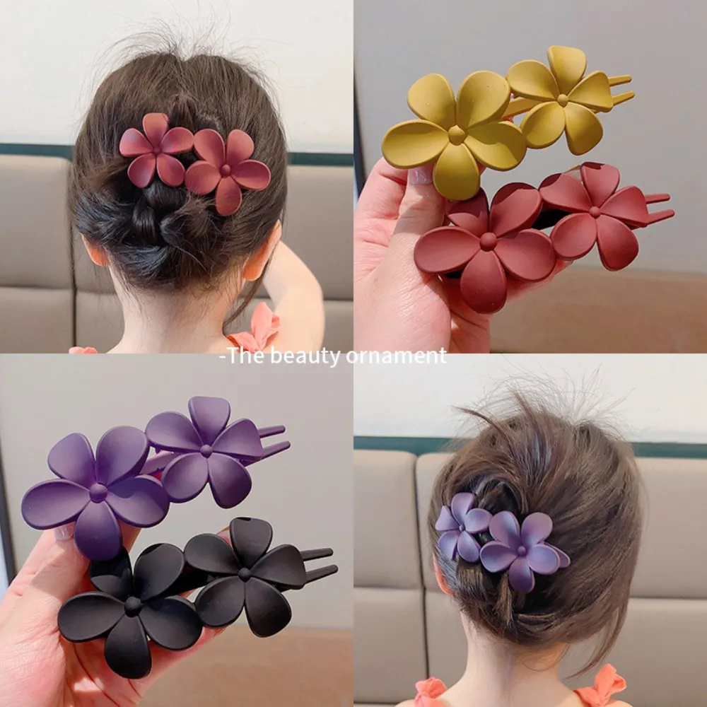 

Color Acrylic Flower Double Flower Hairpin Duckbill Clip Head Clips Hairclips For Women|Ponytail|Ponytail Barrettes