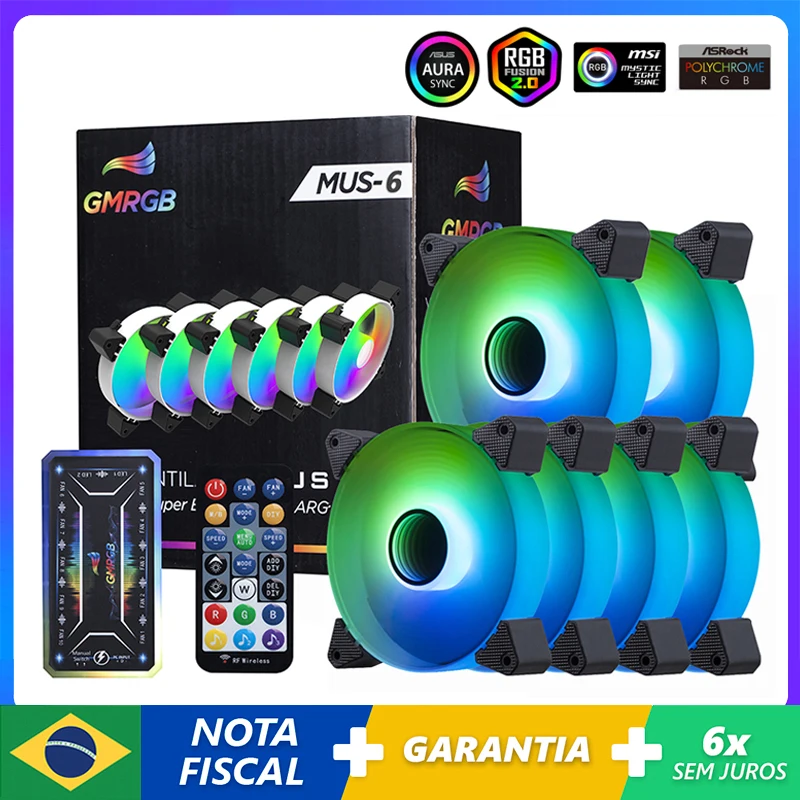 

GMRGB pc computer 120mm Case Fan 6PIN RGB Heatsink aura sync SATA interface 12cm Cooler argb Silent fan controller fan cooling