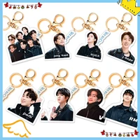 kpop star acrylic keychains jungkook v suga jhope rm jin jimin key ring cute key chains bag pendant decoration periphery gift