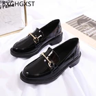 Туфли женские из лакированной кожи, без застежки, черные, в стиле Харадзюку