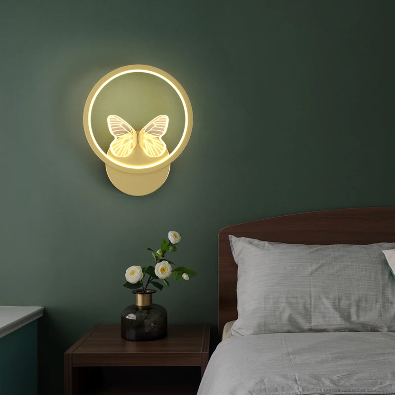 

Modern New Butterfly Wall Lights For Living Room Bedroom Bedside LED Sconce Black Gold Lamp Aisle Lighting Decoration Luminaria
