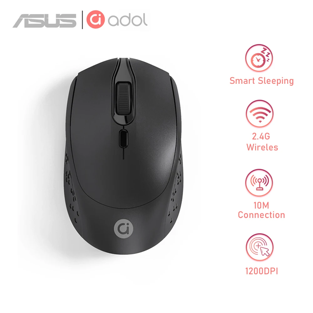 Adol MS001 2.4G Wireless Mouse Ergonomic Gaming Mice 1200DPI Home Office Mouse With USB Receiver For Laptop PC