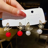 earrings fashion jewelry 2021 stainless steel earrings ladies korean fashion sweet opal three dimensional butterfly earrings