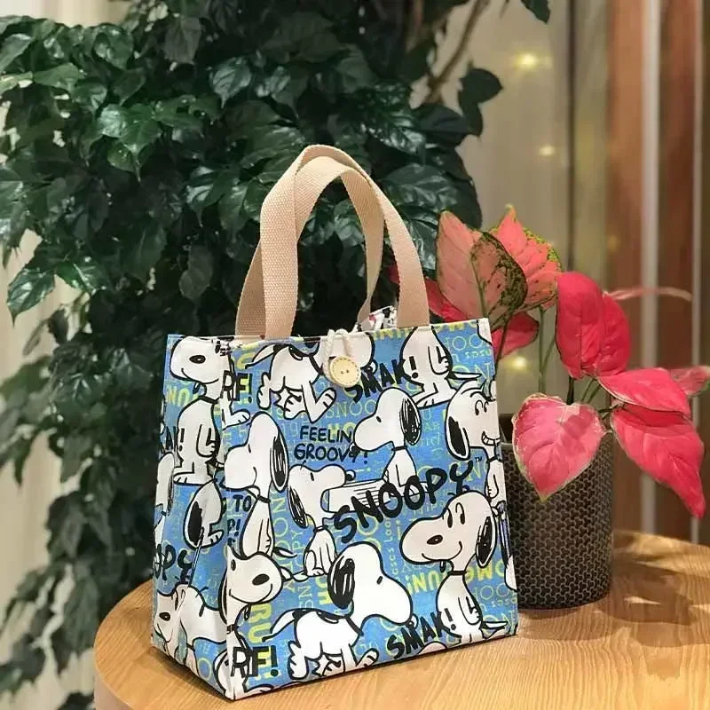 Фото Сумка-бокс для обеда Snoopy, сумка с рисунком милой мамы, холщовая сумка для работы, студенческая сумка для еды, сумка №4