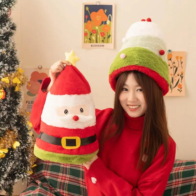 Рождественская шапка для женщин двусторонняя зимняя мягкая удобная