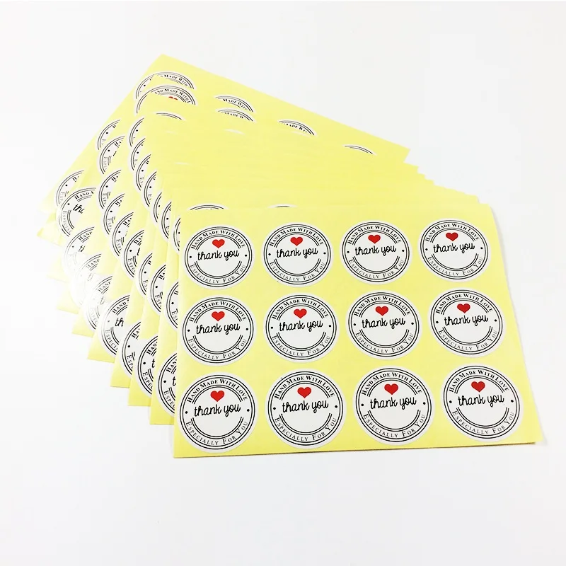 

1000PCS Wholesale Round THANK YOU Labels Stickers White Handmade With Love Labels Paper Scrapbook 35MM Free shipping