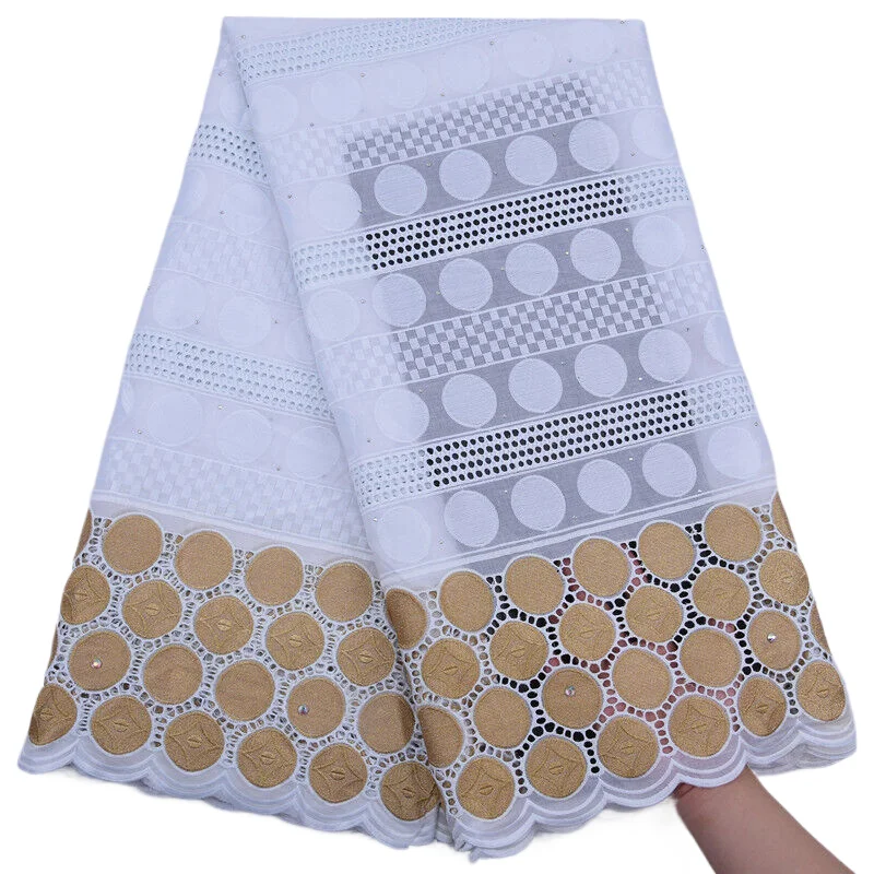 Африканская Хлопковая кружевная ткань SJD 2024 Высококачественная швейцарская