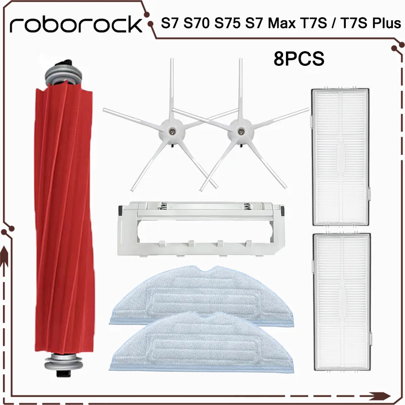 

Для Xiaomi Roborock S7 S70 S75 S7 Max T7S / T7S Plus Ткань для швабры с фильтром Hepa Основная боковая щетка Запчасти для пылесоса Аксессуары