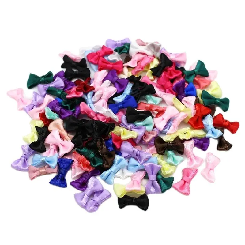 

50/100pcs 10mm-20mm Small Satin Ribbon Bows Flower Appliques sew Craft Kid's cloth Wedding Party Sewing DIY Decorations