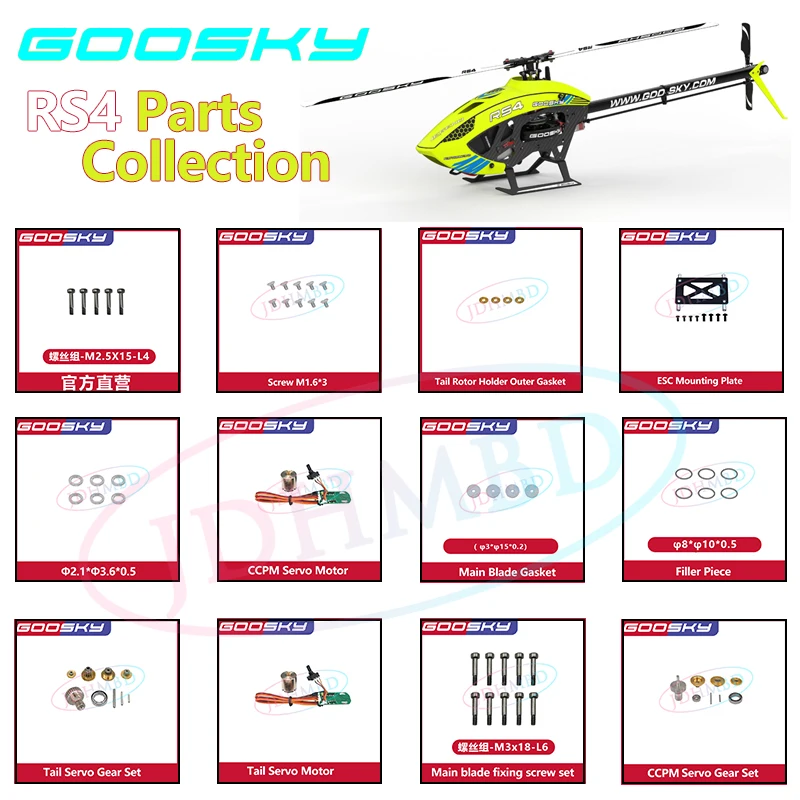 

GOOSKY RS4 Helicopter Spare Parts Servo Gear Set Servo Motor ESC Mounting Plate for RS4 Helicopter.