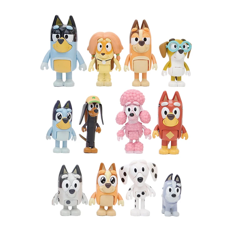 Фигурки Bluey и Бинго для семьи модель персонажа милый щенок подвижные шарниры