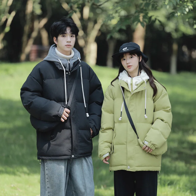 Новинка 2024 мужское и Женское зимнее хлопковое пальто с капюшоном корейская