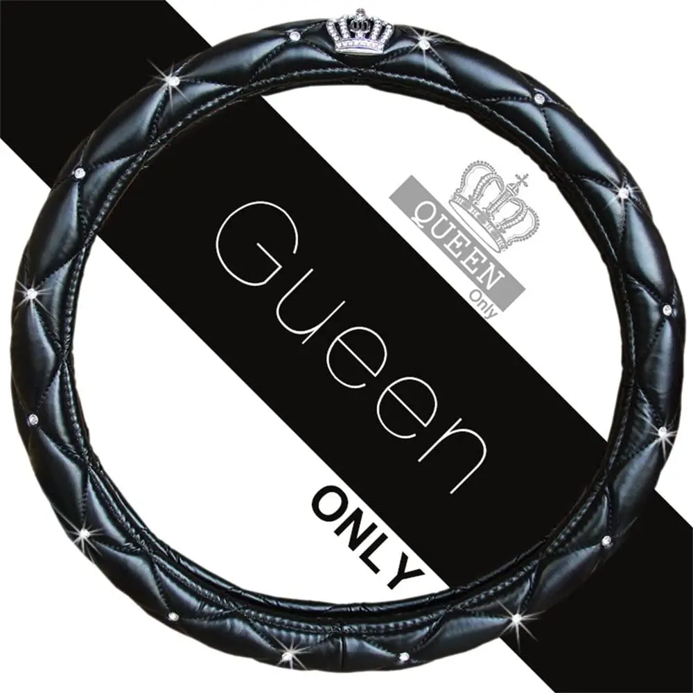 

Steering Wheel Cover For Women Leather Car Steering Wheel Cover For Honda Fit Accessories Car Accessories Interior Woman Diamond
