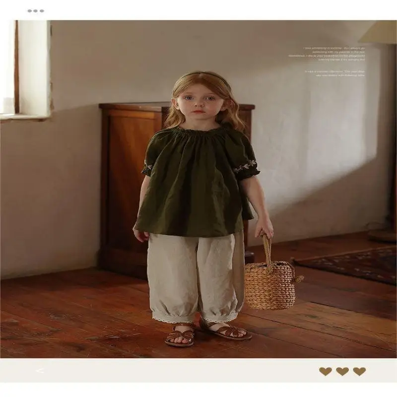 

Fashion Mori Girl Casual Cotton Lolita Pant solid color Infant Toddler Lace Anti-mosquito pants Baby Clothes 12M-7Y