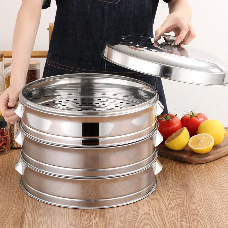

Stainless Steel Pot Drain Basket Kitchen Cooking Bamboo Steamer Cooker Steamer Rice Cooker Food Steaming Grid with Double Ear