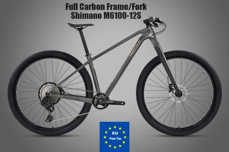 Фото Карбоновые горные велосипеды Warrior 27,5 29er DEORE M6100-12S XC AM MTB Велосипед MT200 Гидравлический дисковый тормоз Полностью карбоновая рама Вилка №1