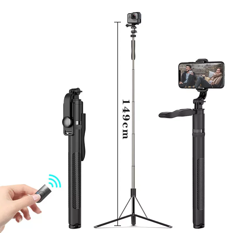 

Roreta High quality New 1.49m big Bluetooth Selfie Stick Tripod Foldable monopods universal for Gopro camera for Smartphone