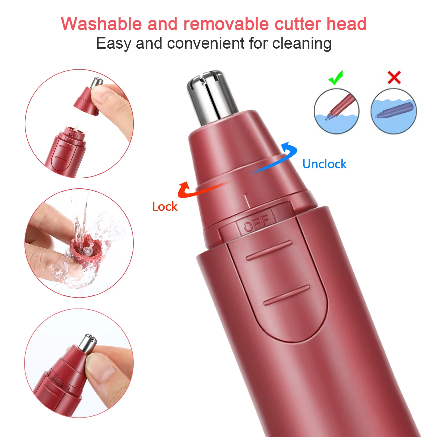 Nose Hair Trimmer, Painless Ear Facial Hair Removal Clipper for Men Women, Battery-Operated, Easy Clean enlarge