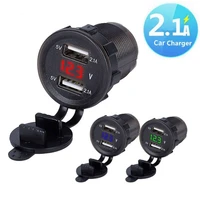 USB Car Phone Charger Auto Motorcycle Cigarette Lighter Socket Voltmeter Dual USB Charger Power Outlet 12V-24V Car Accessories