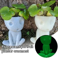 fluorescence flower pot resin character human face vase creative succulent planter for garden decoration 10x5x12 7cm