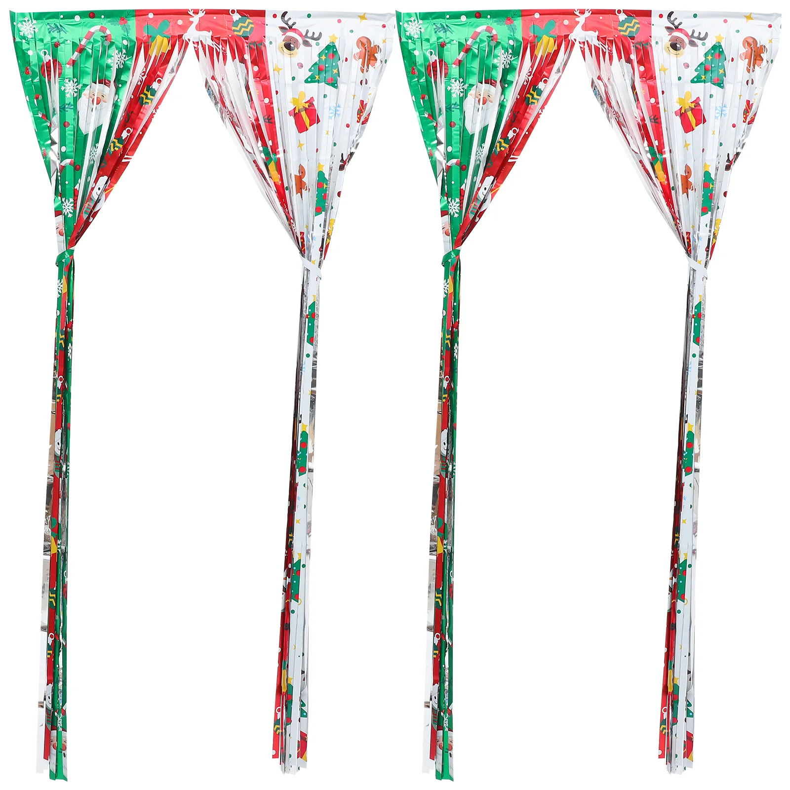 

2pcs Christmas Style Fringe Curtain Multi-use Background Hanging Tinsel Curtains
