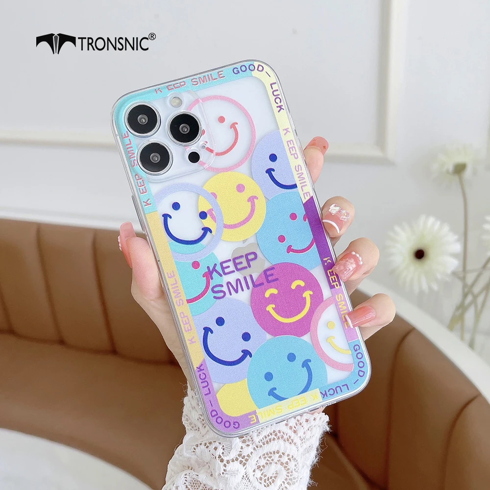 

Funny Smile Flower Label Colorful Phone Case For Xiaomi 12 11 Lite Funda For Redmi Note 11 10 8 Poco X3 Pro Cute Clear Cover Hot