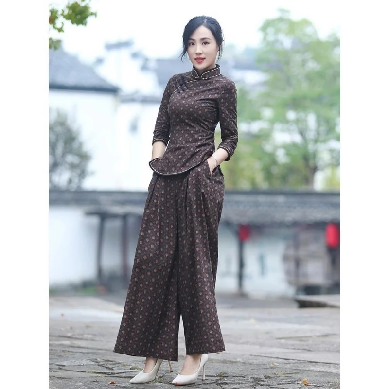 Женский вьетнамский костюм-двойка Aodai восточный традиционный банкетный вечерний