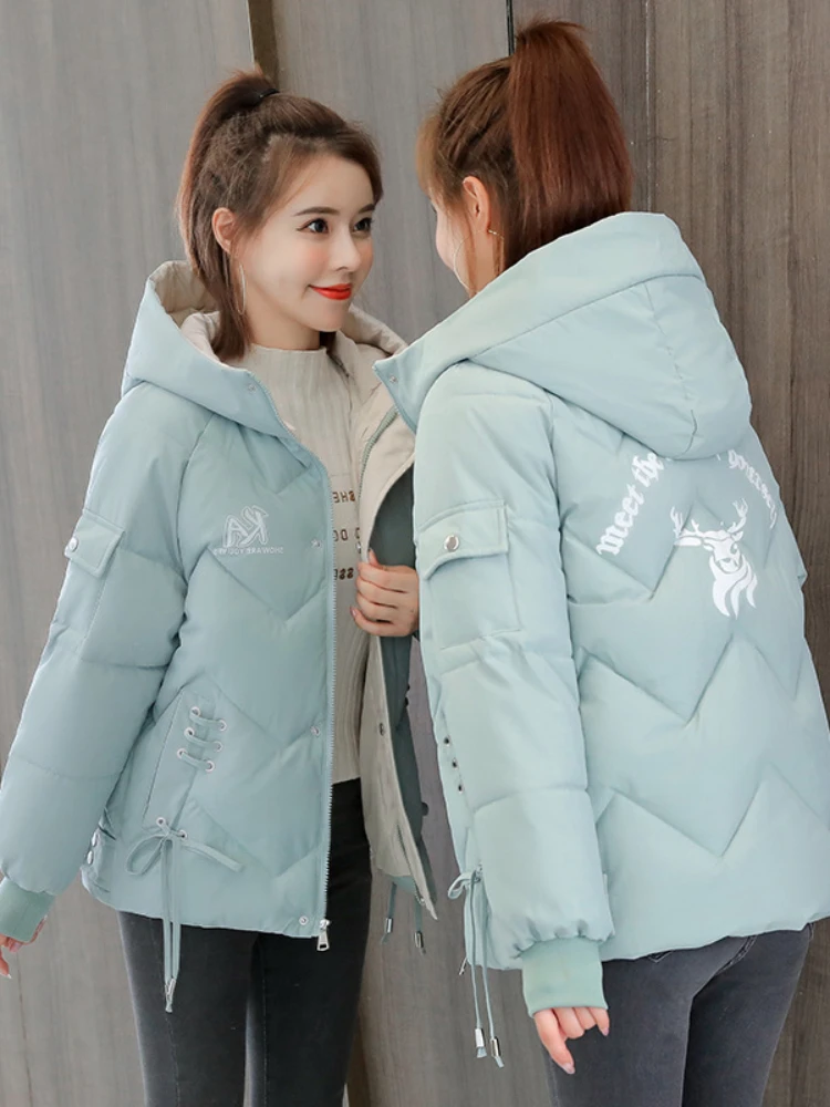 2025 зимняя женская куртка с капюшоном пальто хлопковая одежда короткая новая