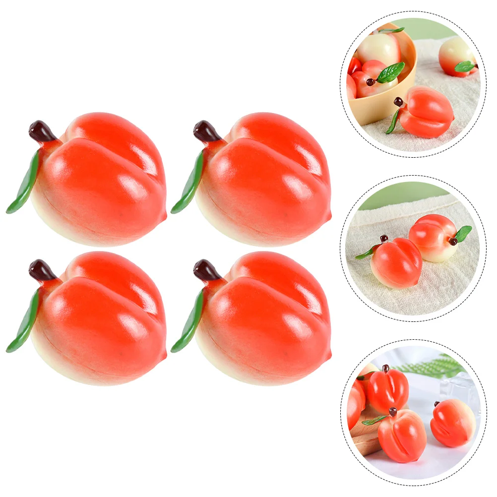 

4pcs Peach Fruit Model Kids Fruit Toy Plastic Fruit Decor Simulation Fruit Decor Photo Prop Desktop Fake Fruit Decor