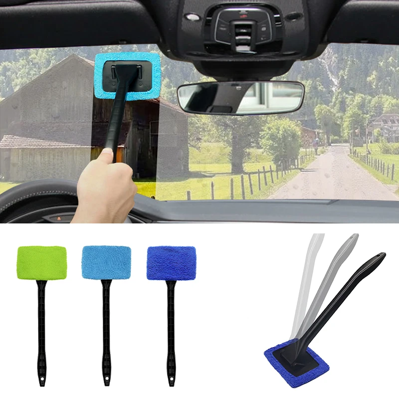 

Car Window Cleaning Brush Defogging Brush Windshield Wiper Microfiber Brush Automatic Cleaning Tool With Handle Car Accessories