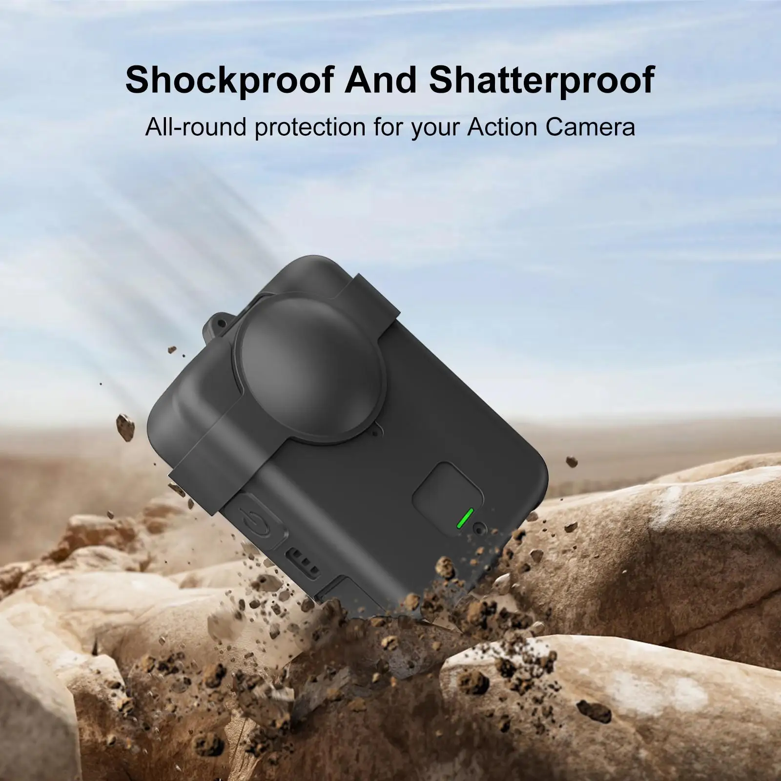 Силиконовый защитный чехол PULUZ для DJI Osmo 360  360 II с крышкой для объектива и ремешком (art.: 3920dd22a450d) - 3920dd22a450d