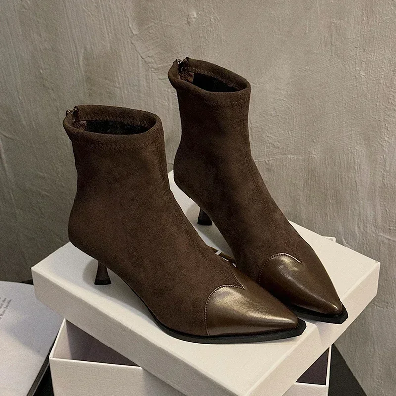 Новые осенние модные ботинки 2025 года женская обувь ковбойские сапоги на высоком