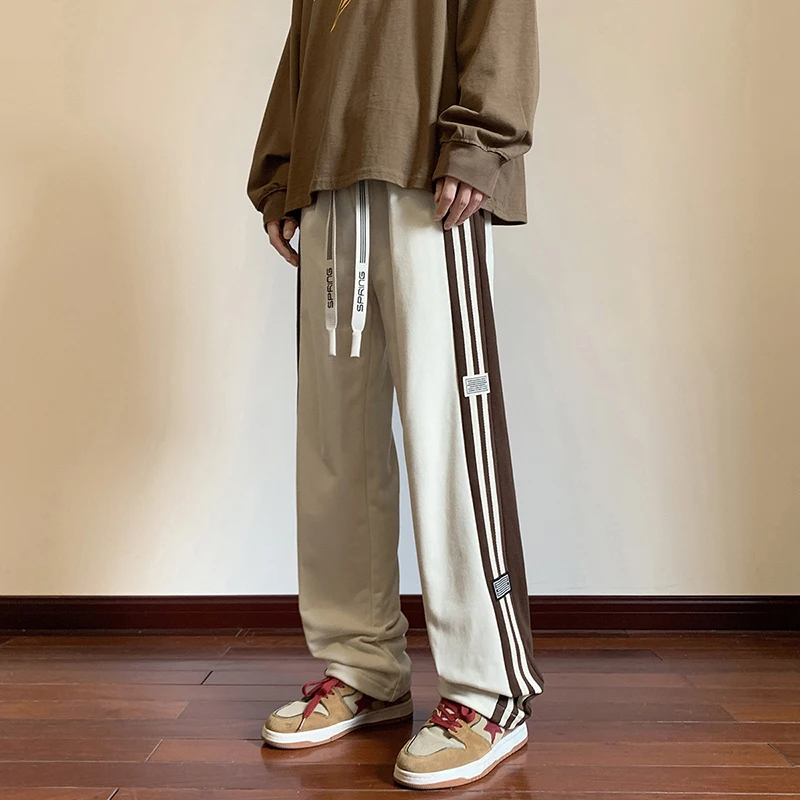 

Мужские спортивные штаны, свободные, модные, в полоску, длинные штаны, Vibe, уличная одежда, хип-хоп, с завязками, мужские повседневные брюки 5xl