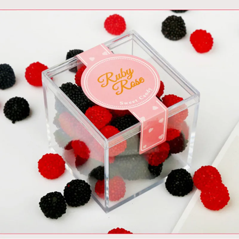 12pcs Acrylic Candy Box Goodie Bags Clear Chocolate Plastic Wedding Party Favor Packing Box Pastry Container Jewelry Storage