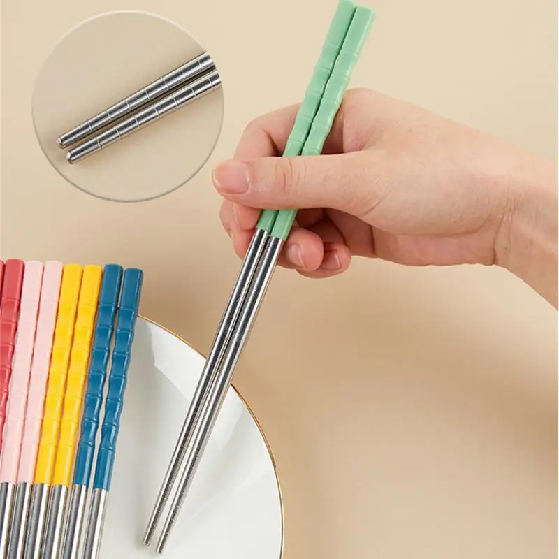 

Colorful 304 Stainless Steel Chopsticks Food Grade Tableware Household Non-slip Reusable Sushi Chopsticks Dishwasher Safe NEW
